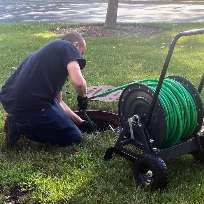 Our DPS drain expert provides camera inspection and sewer main line hydro jetting service near Wheeling, IL